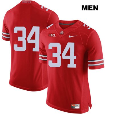 Men's NCAA Ohio State Buckeyes Mitch Rossi #34 College Stitched No Name Authentic Nike Red Football Jersey VJ20J68LR